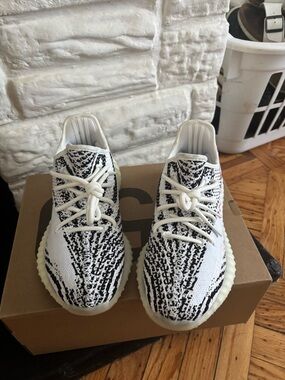 adidas Yeezy Boost 350 V2 White Black Red Knit Sneakers
